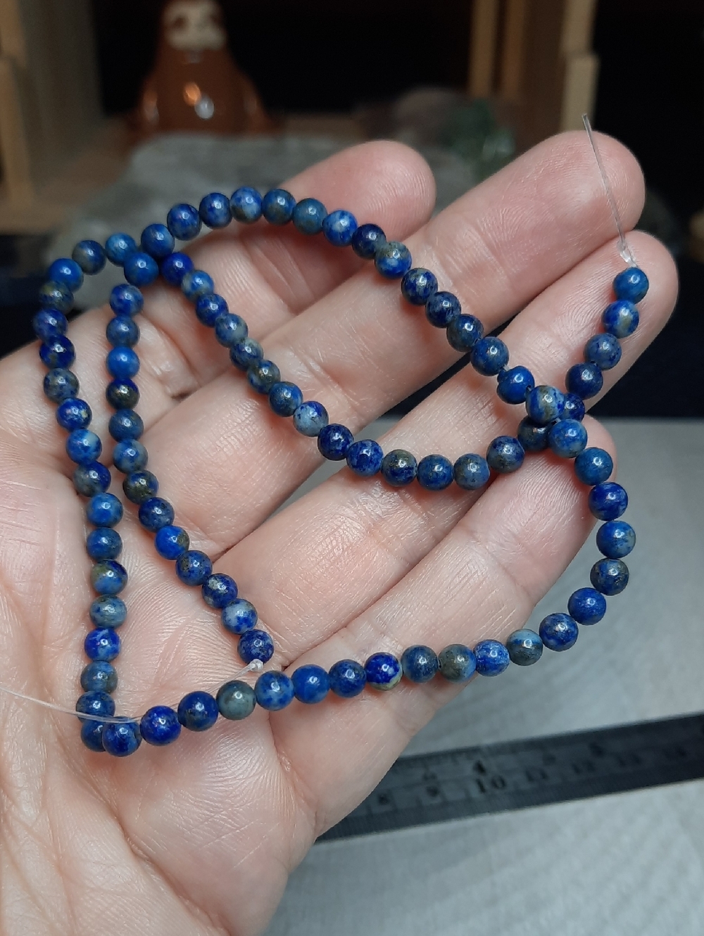 Genuine 4mm Lapis Lazuli Round Bead Strand - 14" #1